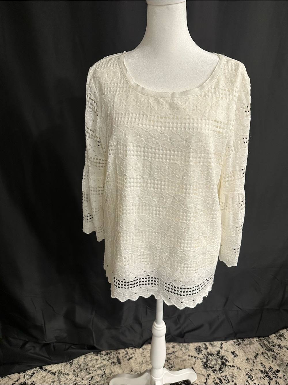 Ella Moon White Crochet Lace Top